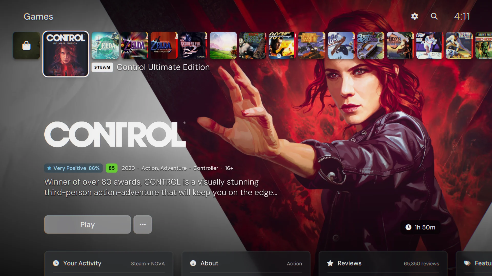 Control on the NOVA home screen